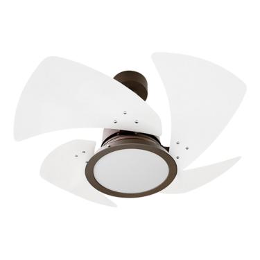 Imagem de Ventilador De Teto Venti-Delta Marrom Com 4 Pás Branco De Mdf 84Cm De Diâmetro 110V Led Luz 6000K