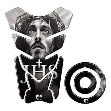 Imagem de Kit Adesivo Protetor Tanque E Bocal Moto Yamaha Jesus Preto