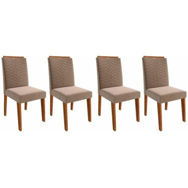 Imagem de Cadeira Sala De Jantar Clarice Kit 4 Un Savana-madeirado-suede Joli Capuccino
