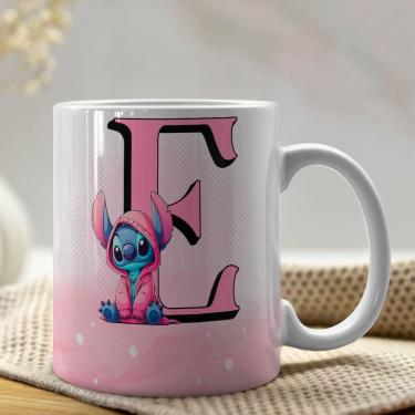 Imagem de Caneca De Porcelana Stitch Letras A-z 325ml Rosa E