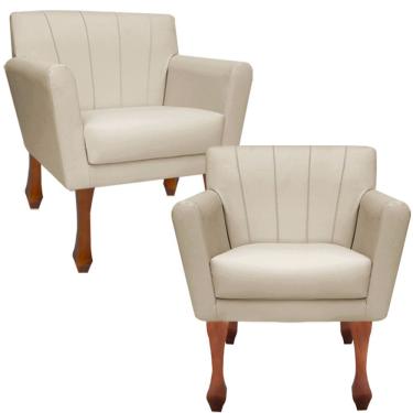 Imagem de Kit Poltronas Decorativa Clinicas Iza Retro Dritex suede Bege