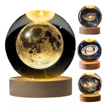 Imagem de Luminária de Mesa Sistema Solar 3D em Cristal c/Base - Generico