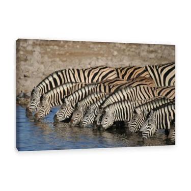 Imagem de SDYJ6GSW Imagens de animais preto e branco para decoração de parede Um grupo de zebras água potável impressão imagem de cavalo pintura de arte de parede zebra decoração de parede para sala de estar 75