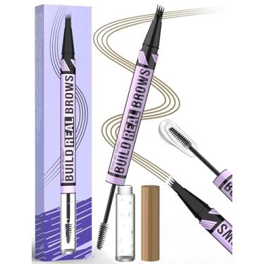 Imagem de Vevivia Beauty Caneta E Gel Para Sobrancelhas - Lápis De 2 Em 1 Mulheres Com Ponta Microbifurcada Transparente, Maquiagem Definida O Dia Todo, Mais Cheias, Castanho Claro