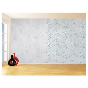Imagem de Papel De Parede Concreto Linhas Azul Turquesa 3,5M Kkt308 - Você Decor