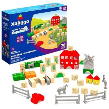 Imagem de Blocos Educativos de Montar Brincando Engenheiro Fazendinha