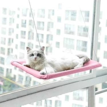 Imagem de Cama Para Gatos Rede Suspensa Suporta Até 20kg Cama De Animal De Estimação Assento De Janela De Sol (Rosa)