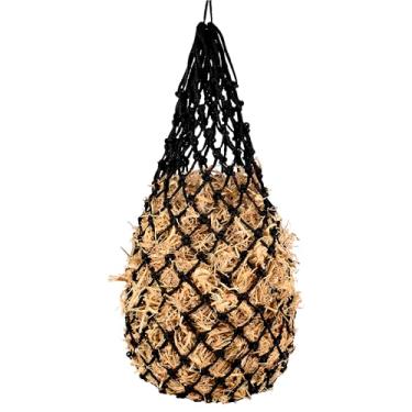 Imagem de CAMATET Saco de alimentação lenta de redes de feno para cavalos, rede de feno de alimentação lenta extra grossa de 101,6 cm com furos de 5 cm, sacos pendurados para cabra e gado (preto