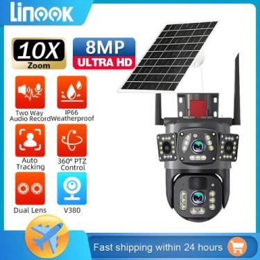Imagem de Câmera Externa Sem Fio 4K De Lente Dupla Movida a Energia Solar WiFi C