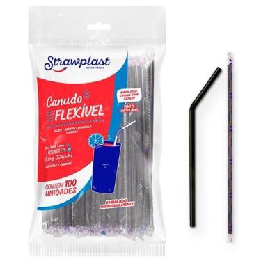 Imagem de 500 Canudo Flexível Embalado Individual - AAZ, Preto