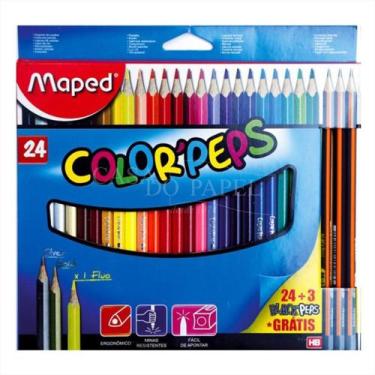 Imagem de Lápis de Cor 24 Cores + 3 Pretos Triangular Maped Color Peps