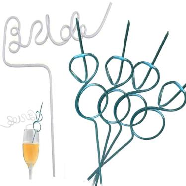 Imagem de Conjunto de 10 peças para decoração de despedida de solteira, festa de despedida de solteira, 5 brancos grandes para noivas + 5 anéis de diamante azul | chá de panela + decorações de festa | futura