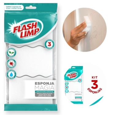 Imagem de Esponja Mágica Limpa Tira Mancha Flash Limp C/ 3 Unidades