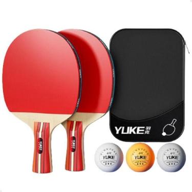 Imagem de Kit Ping Pong 2 Raquete Tênis De Mesa 3 Bolinha Com Estojo - Lorben
