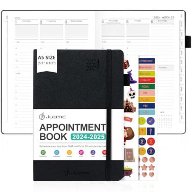 Imagem de JUBTIC Agenda de compromissos 2024-2025, agenda diária semanal e mensal de julho de 2024 a junho de 2025 com agenda horária, agenda acadêmica 2024-2025 com capa macia, A5 (14,7 x 21,6 cm), preto