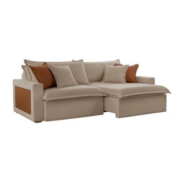 Imagem de Sofá 3 Lugares Retrátil e Reclinável Dubai Veludo Marrom 230 cm