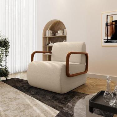 Imagem de Poltrona Decorativa Orgânica com Braço em Madeira Caicos Espresso Móve