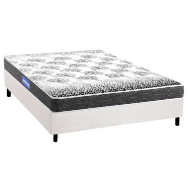 Imagem de Conjunto Box Casal: Colchão Espuma Probel Guarda Costas Resistente + Base CRC Courano White (138x188)