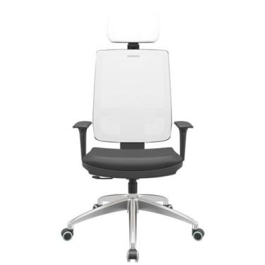 Imagem de Cadeira Office Brizza Tela Branca Com Encosto Assento Vinil Preto Rela