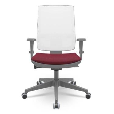 Imagem de Cadeira Brizza Diretor Grafite Tela Branca Assento Poliester Vinho Aut