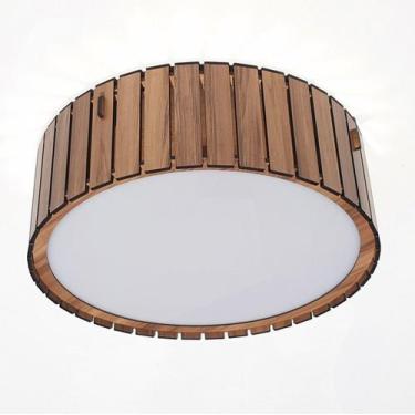 Imagem de Plafon 50 cm aletado redondo rustico madeira - Fábrica de Utilidades