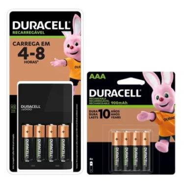 Imagem de Carregador Duracell Com 4 Pilhas Rec Aa + 4 Pilhas Aaa Rec