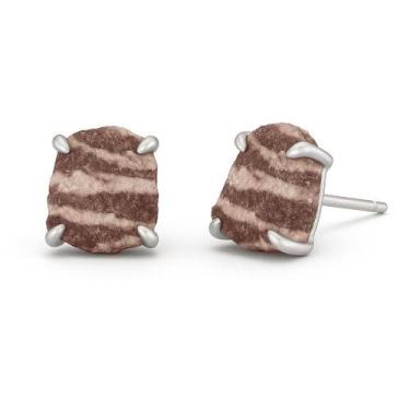 Imagem de Brinco Tarraxa Jaspe Zebra - Cristal Natural, Prata 925