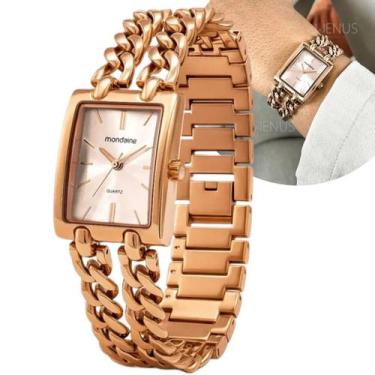 Imagem de Relógio Mondaine Quadrado Corrente De Pulso Feminino Original