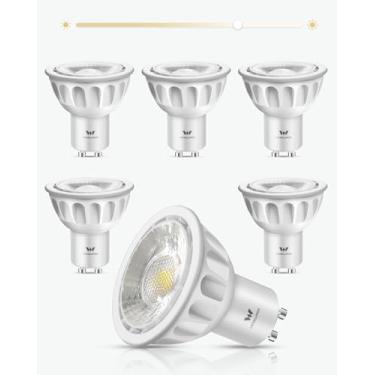 Imagem de Lâmpadas LED GU10, 3000K branco quente MR16 GU10 substituição para iluminação de pista embutida, lâmpadas LED 5W 500LM holofote 40° para cozinha, exaustor, sala de estar, quarto, pacote com 6