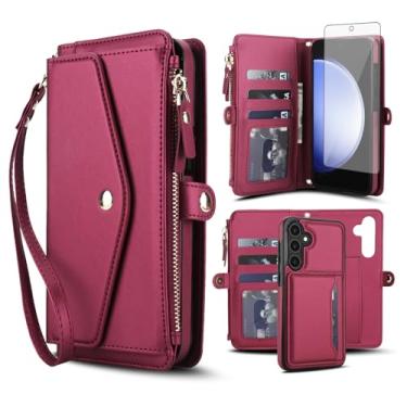 Imagem de Asuwish Capa de telefone para Samsung Galaxy S23 FE 5G capa carteira compatível com Magsafe RFID protetor de tela alça transversal alça flip compartimento para cartão com zíper bolsa celular S 23 EF