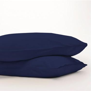 Imagem de QUEENSBAY Conjunto de 2 fronhas King, resfriamento, fecho de envelope, fácil de cuidar, confortável, microfibra macia respirável, sem rugas, tamanho padrão, 50 x 91 cm, azul marinho