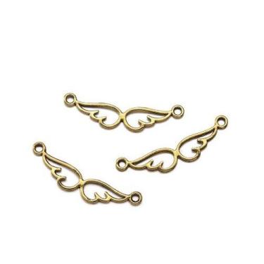Imagem de Entremeio de Metal Formato Asas 28x5mm com 5 unidades - LNS, Dourado
