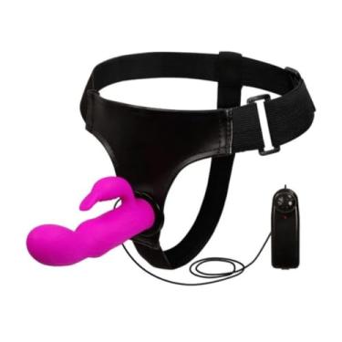 Imagem de Cinta Peniana Com Prótese Em Silicone E Estimulador Clitoriano Multivelocidade Brinquedo Erótico 6086