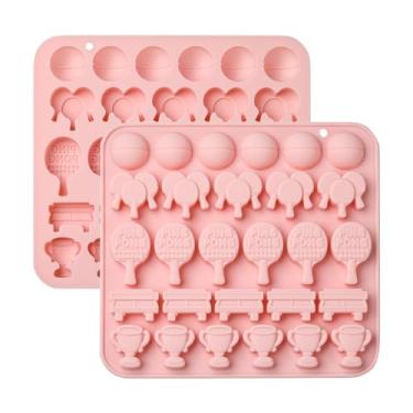 Imagem de UR URLIFEHALL 2 moldes de silicone para tênis de mesa, raquete esportiva, em forma de bola, formas de chocolate para doces biscoitos gelatinosos, cubos de gelo, decoração de bolo