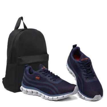 Imagem de Tênis Masculino Ascension + Mochila basica – Leve, Macio e Confortável para Caminhada, Corrida, Academia e Uso Diário | Estilo Esportivo e Urbano (Marinho e Cinza, BR, Adulto, Numérico, 43)