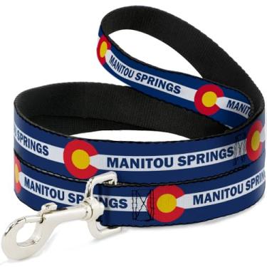 Imagem de Buckle-Down Coleira para cachorro Colorado Manitou Springs Bandeira Azul Branco Vermelho Amarelo 1,8 m de comprimento 2,5 cm de largura