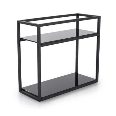 Imagem de Estante De Bancada Organizador Linha Frame Aço e Vidro Forma, Preto