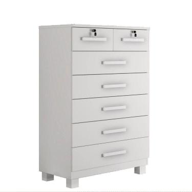 Imagem de Cômoda Barcelona 7 Gavetas Com Chave Benetil Branco
