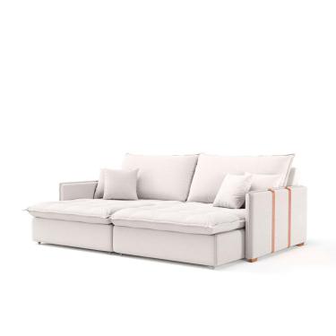 Imagem de Sofá Retrátil Sem Caixa 3 Lugares Solomons Linho Cru 230 cm