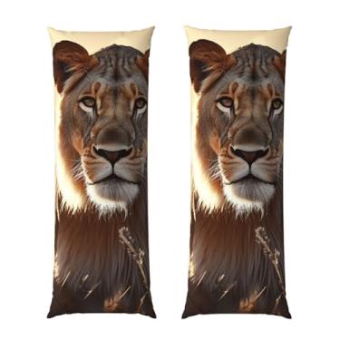 Imagem de Capa de travesseiro corporal com zíper oculto, fronha longa de microfibra macia e respirável para travesseiro corporal, capas de travesseiro de leão femininas para dormir, presente de cama, 50 x 137