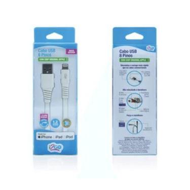 Imagem de Cabo Lightning Compativel com iPhone 1,2m 2,4A I2GO, Branco