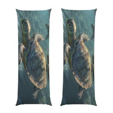 Imagem de Capa de travesseiro corporal com zíper oculto, fronha longa de microfibra macia e respirável para travesseiro corporal, capa de travesseiro de tartaruga marinha ensolarada para dormir presente para