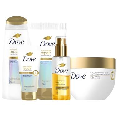 Imagem de Kit Dove Bond Repair Shampoo 175ml + Condicionador 150ml + Leave-in 50ml + Máscara 250g + Óleo Bifásico 110ml (5 Produtos)