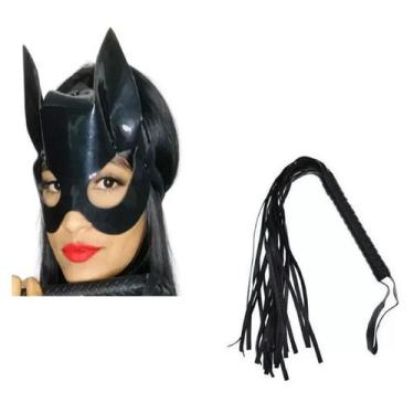 Imagem de Máscara Mulher Gato Luxo E Chicote Fantasia Cosplay Festas - CM Presen