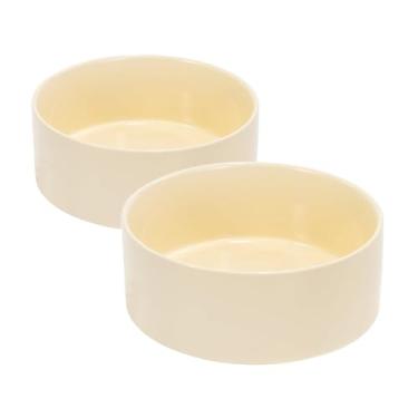 Imagem de SPUNKYJUNKY Tigela de cerâmica para cães e gatos de 1,190 g, tigela de água moderna e pesada para comida bege (embalagem com 2)