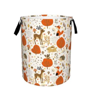Imagem de Cesto de lavanderia, animal raposa, cervo, cesto de roupa suja, árvores de outono, cesta organizadora dobrável, cesto de armazenamento de brinquedos, cestas de roupas de presente, cesto de berçário