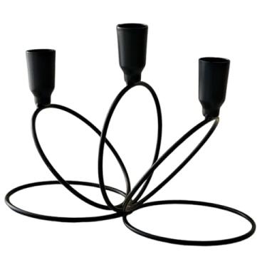 Imagem de KiBcsLic Suporte de vela cônico para candelabro, suporte de vela para restaurante, acessórios minimalistas, 21x10,5x15,5 cm, castiçal, Preto
