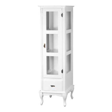 Imagem de Cristaleira de Madeira Colonial com 1 Porta 1 Gaveta e Pés Luiz XV - M