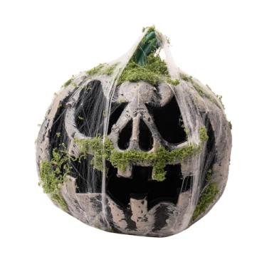 Imagem de Fenteer Lanterna de abóbora de Halloween, adereços assustadores, lâmpada de terror, estátua, ornamento, luz de abóbora para decoração de centro de mesa de