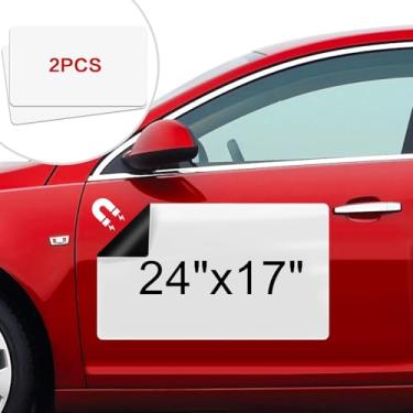 Imagem de Thaibear Ímãs de carro em branco, 61 cm x 43 cm, pacote com 2 ímãs de porta de carro para veículos, cantos arredondados adesivos de folha de ímã flexível branco branco para carro anunciar decalque